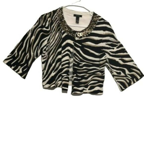 Alfani Zebra Print Cropped Sweater Medium - Picture 2 of 6